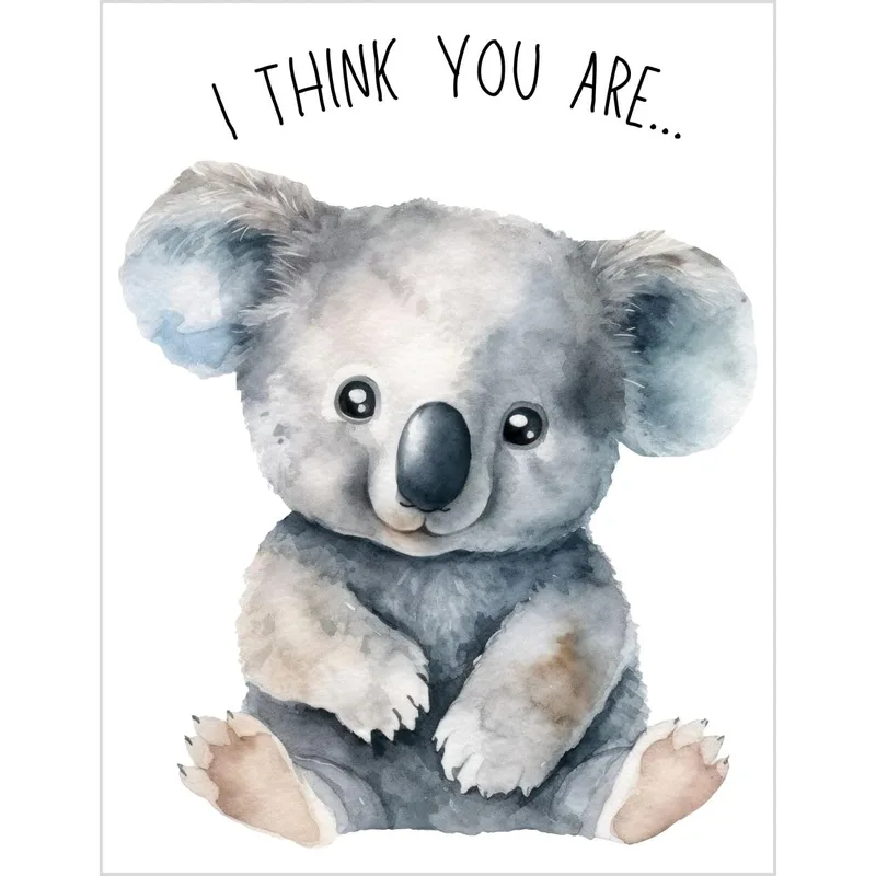 Koala Sitting Love Card: A Watercolor Koala Says I Think You Are