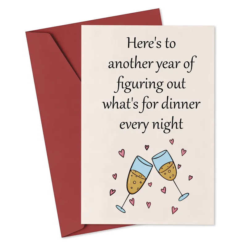 Champagne Glasses Hearts Love Card Celebrating Married Life Humor