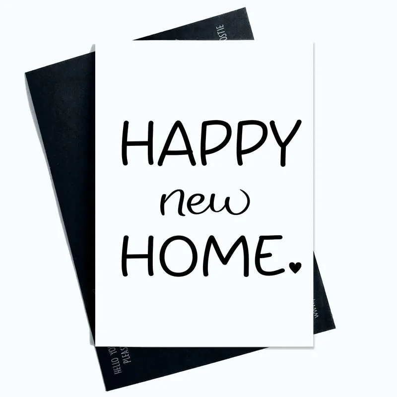Minimal Black White New Home Card for a Simple Celebration