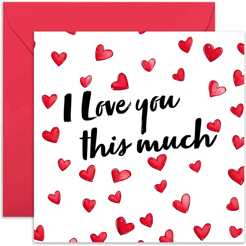 Hearts Pattern White Love Card: I Love You This Much Design