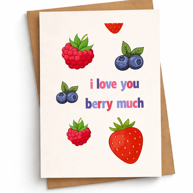 Berries Cream Love Card: A Berry Much Greeting for Him or Her