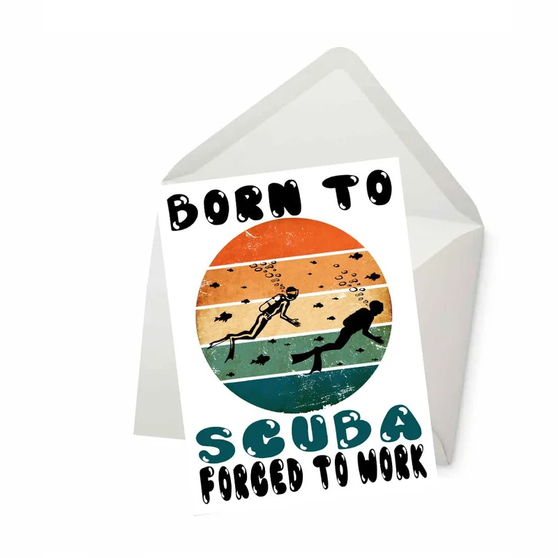 Retro Sunset Scuba Diver Card for the Underwater Enthusiast