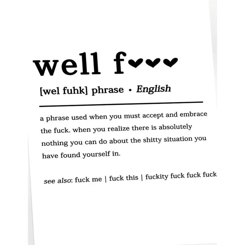 Well F Definition Card for Get Well Wishes