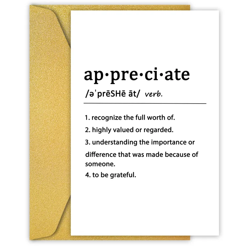 Appreciate Definition Card for Thank You Moments