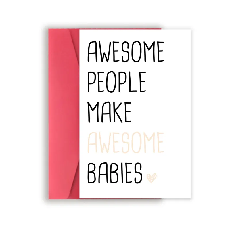 Minimal Black Text Typography Card for New Parents and Babies
