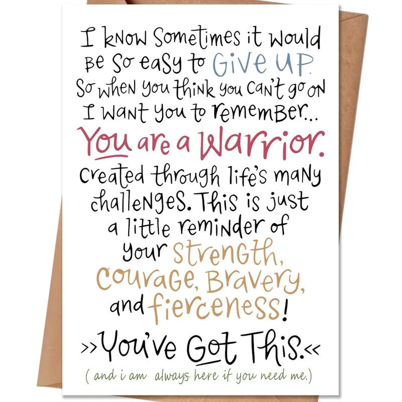 Encouragement Warrior Card for a Tough Day