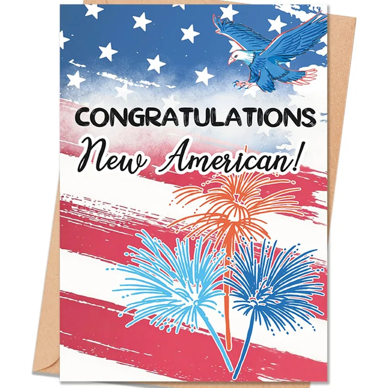 New American Citizen Card: Patriotic Congrats Design