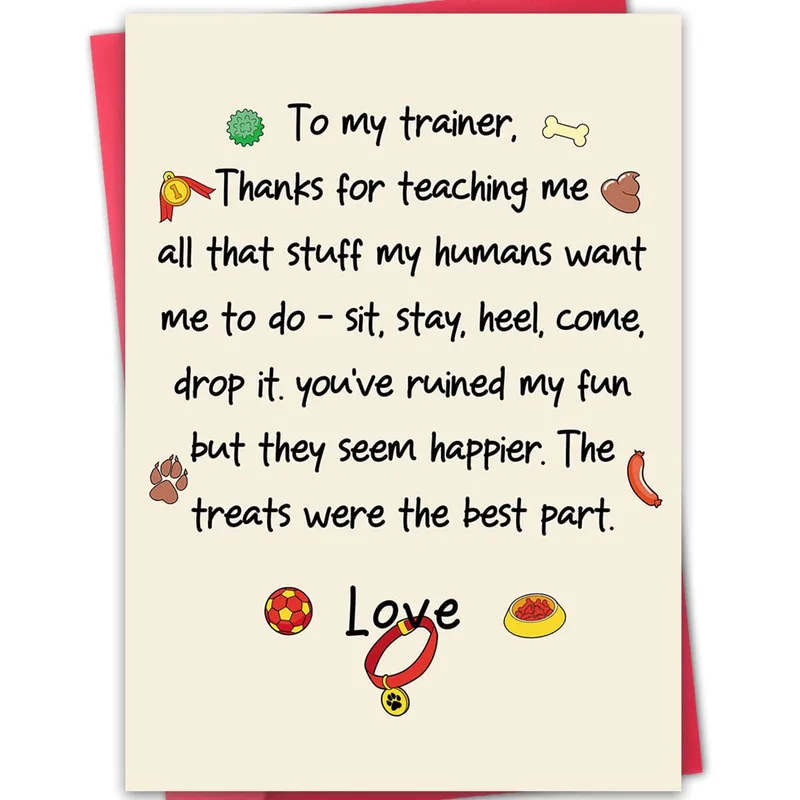 Dog Trainer Thank You Card: A Dog's Honest Note of Thanks