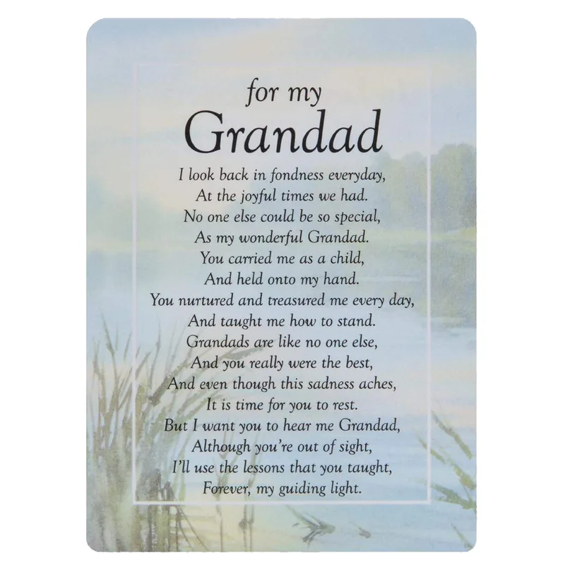 Grandad Sympathy Card with a Lakeside Reeds Poem