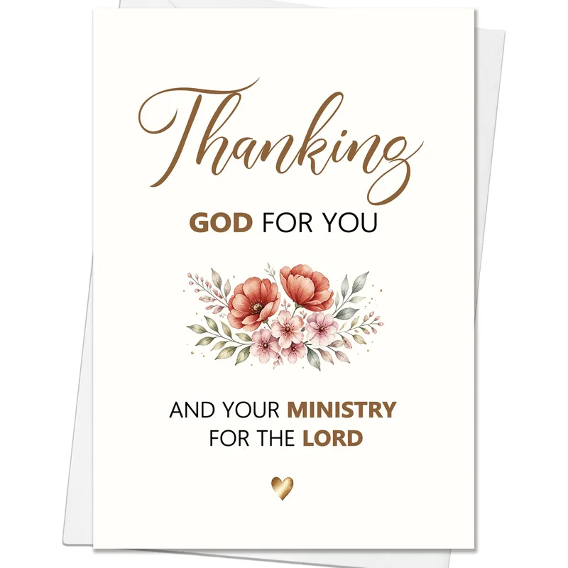 Thanking God for You Card: Floral Gratitude for Ministry Leaders