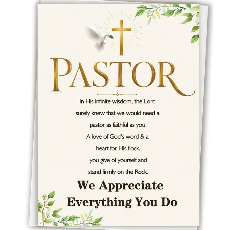 Church Leader Card for a Faithful Pastor with a Gold Dove