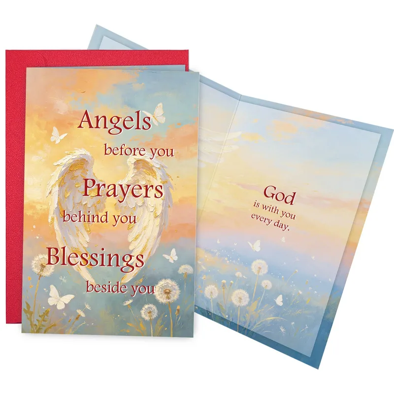 Encouragement Angel Wings Card with Sunset Blessings