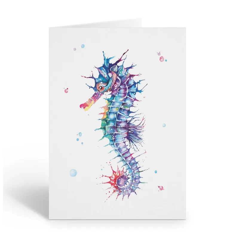 Seahorse Lover Card: A Watercolor Ocean Greeting