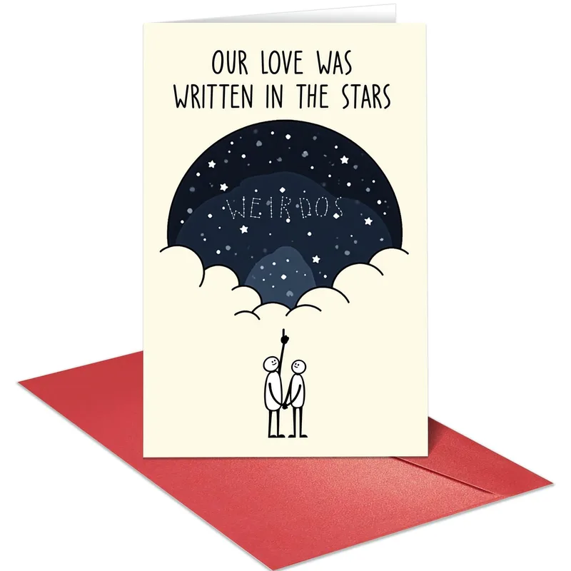 Night Sky Stick Figures Card with a starry dome