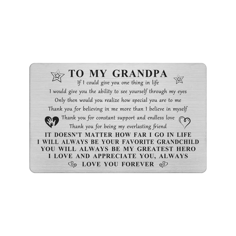 Grandpa Thank You Card: Silver Metal Message for Grandpa
