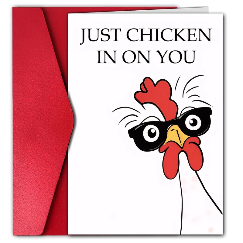 Cool Rooster Card: Just Chicken In On You Get Well Card
