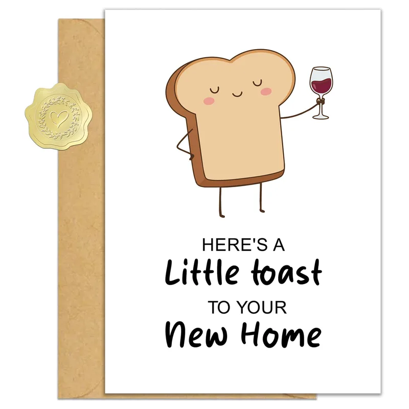 Housewarming Toast Card: A Cheerful Cartoon Toast Card for New Homes
