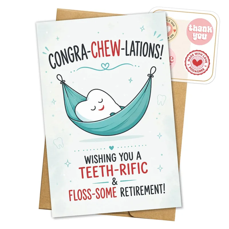 Retired Dentist Card: a tooth napping in a hammock