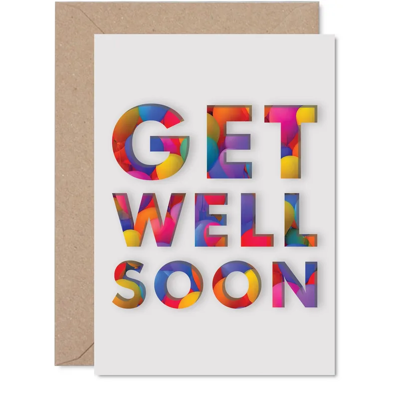 Colorful Get Well Card with Bokeh Lettering