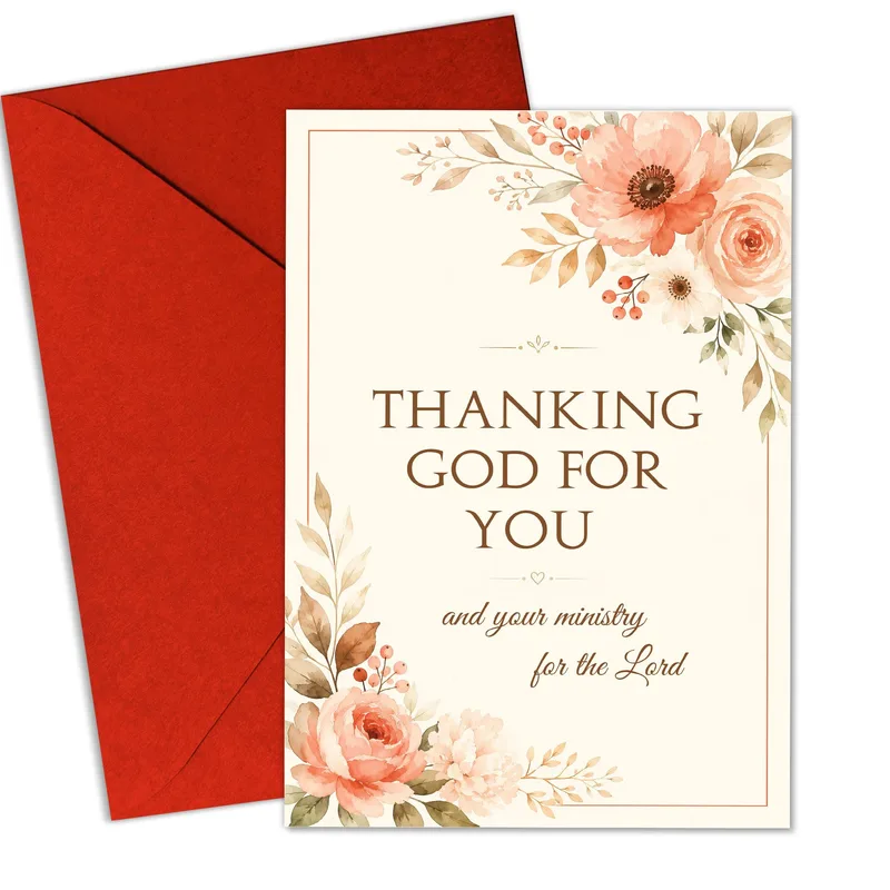 Thanks Ministry Card: Peach Florals for Your Pastor