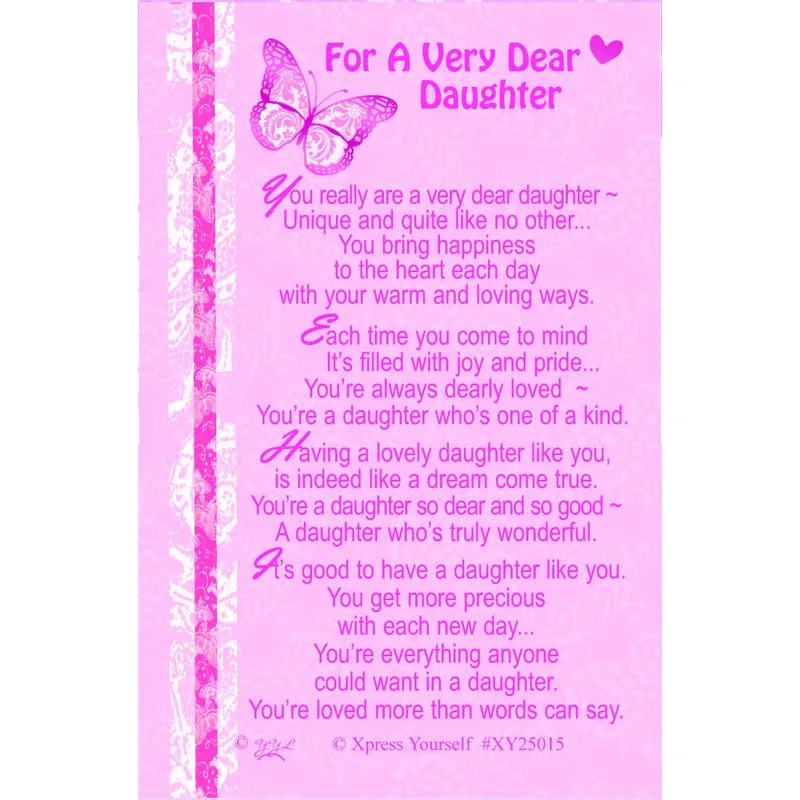 Dear Daughter Card: A Pink Butterfly Lace Verse