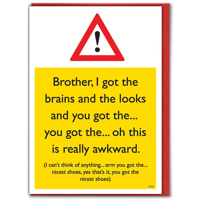 Brother Insult Card: A Warning Sign Roast for Your Sibling