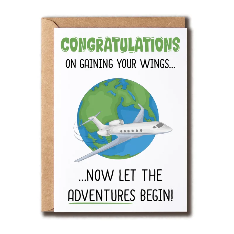Green Earth Airplane Card for Your Newly Winged Friend