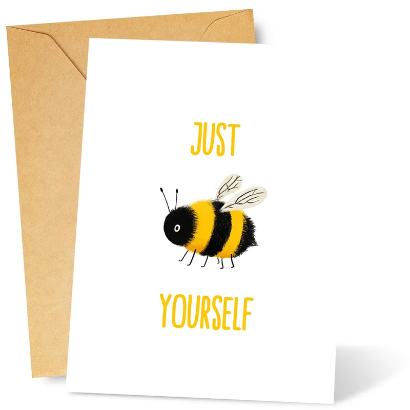 Be Yourself Card: A Cheerful Bumblebee Reminder