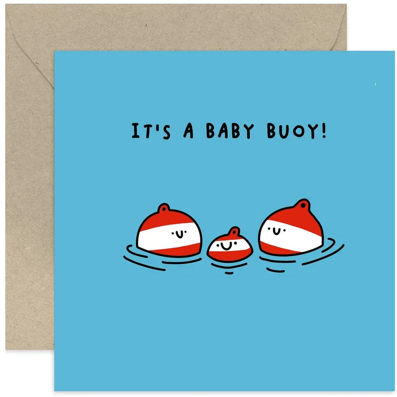 Cartoon Red White Buoys Card: It's a Baby Buoy!