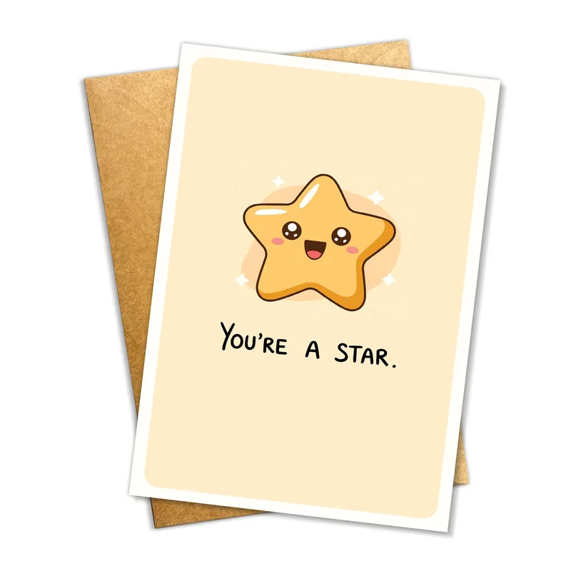 Kawaii Star Thank You Card for Someone Who Shines