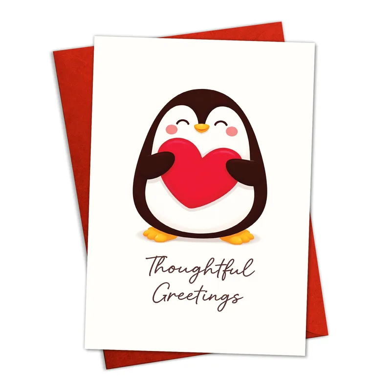 Penguin Hug Card: A Sweet Thinking of You Greeting