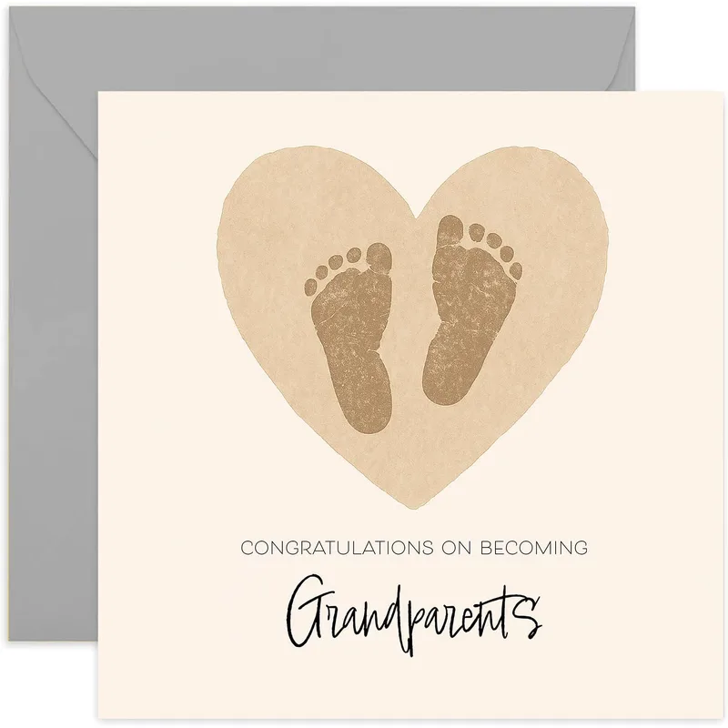 Becoming Grandparents Card: Tiny Footprints in a Heart