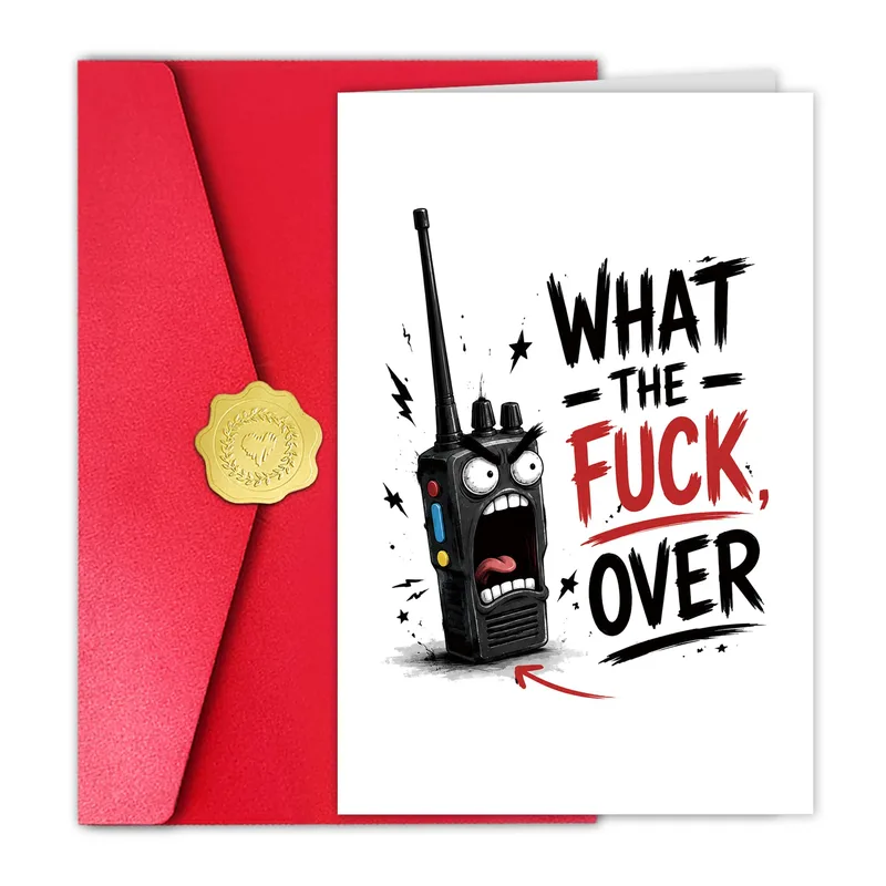 Funny Over Card: Walkie Talkie Shouts “Over”