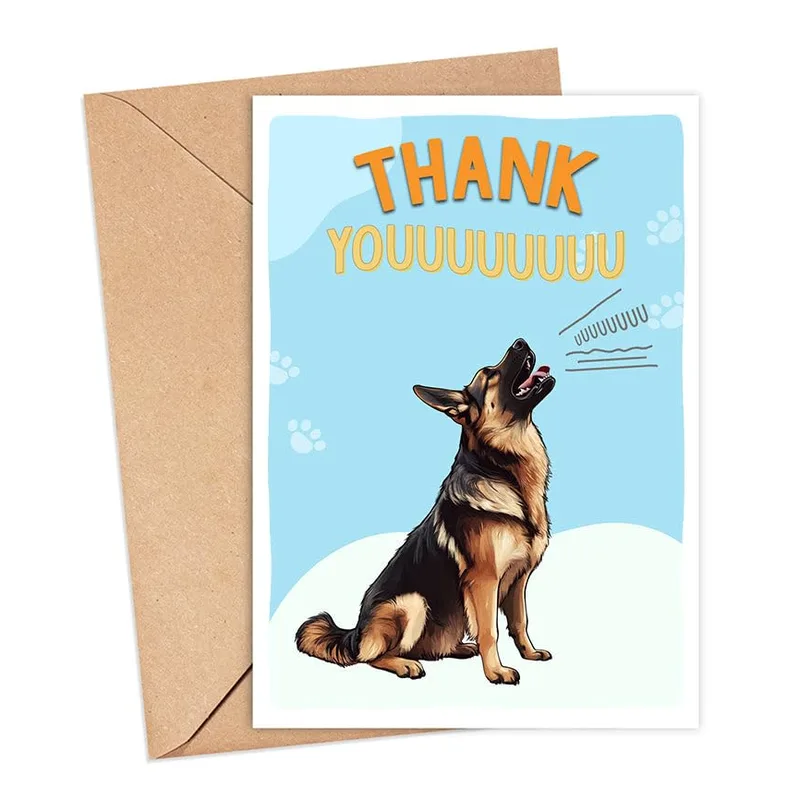 German Shepherd Thank You Card with a Howling Pup