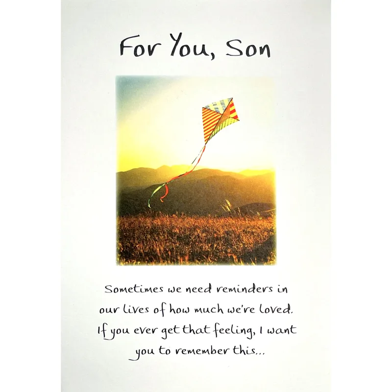 Son Love Reminder Card: A Kite Above the Sunset Meadow