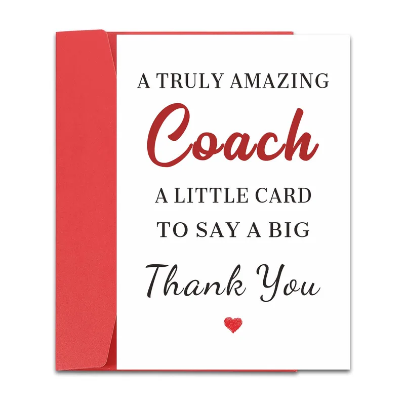 Red Script Typography Card for Coach Thank You in 50-60 Characters