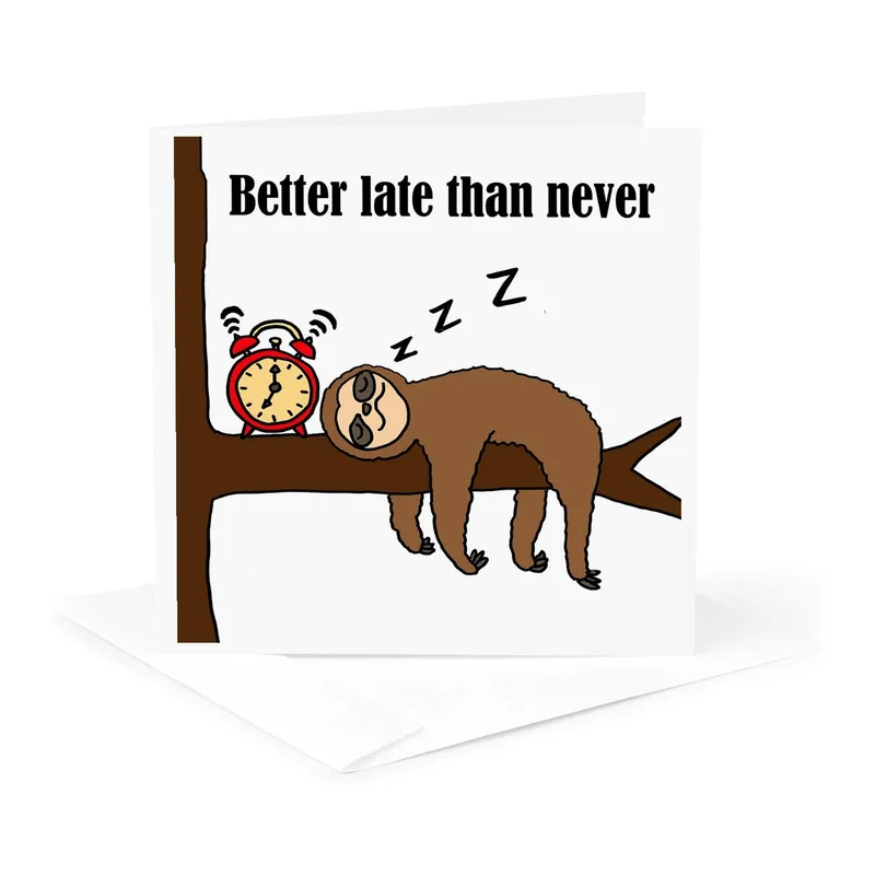 Late Sloth Card: A Sleepy Thank You With a Wink