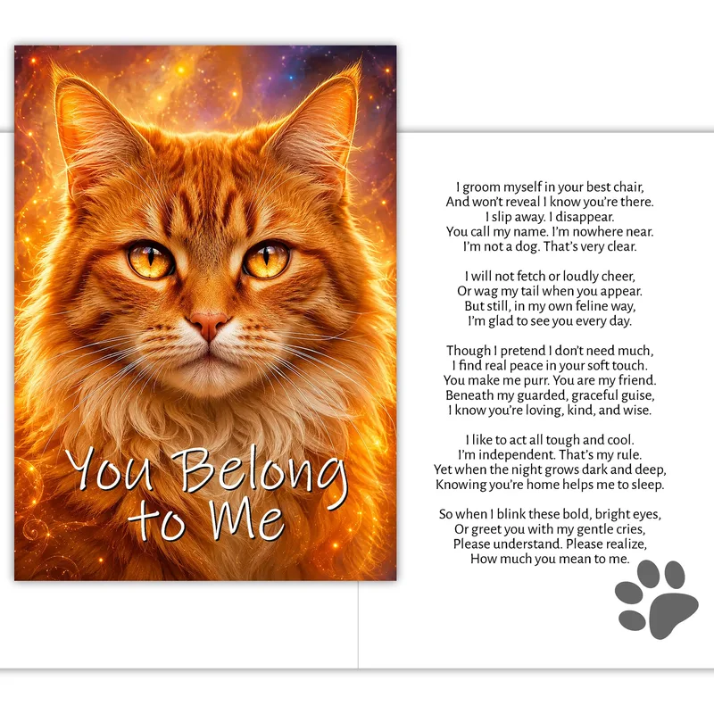 Orange Tabby Cat Card: You Belong to Me Cat Greeting Card