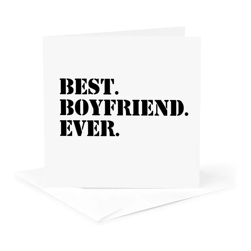 Best Boyfriend Ever Card: Bold Black Stencil Lettering