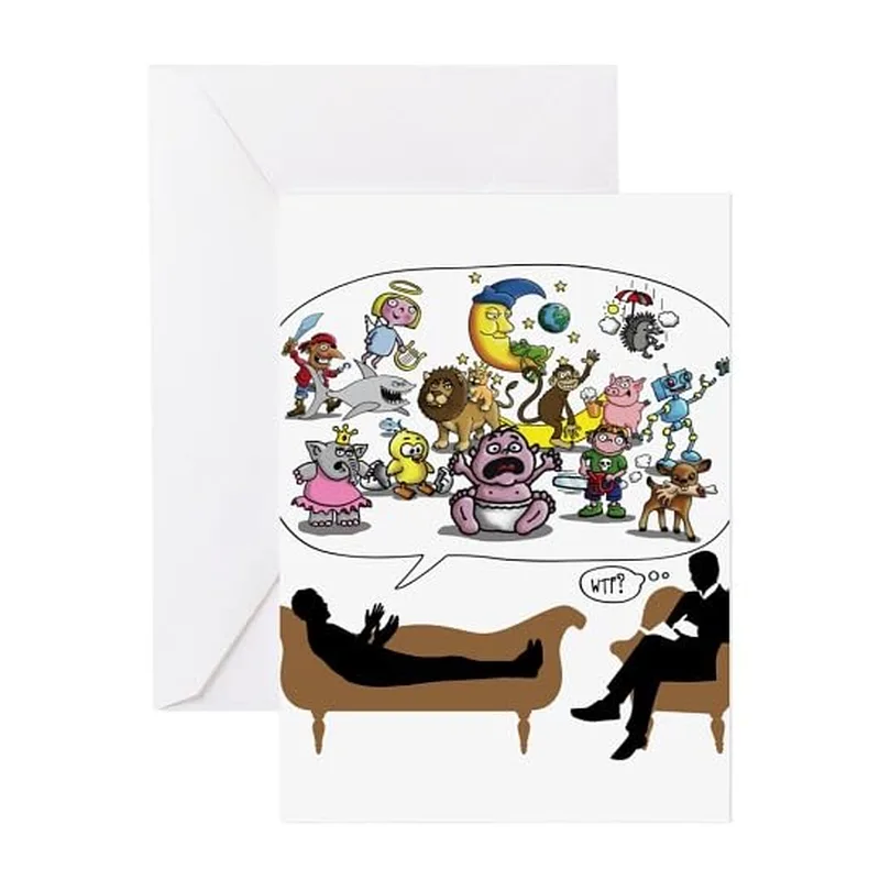 Therapy Session Card: A Cartoon Couch Full of Chaos
