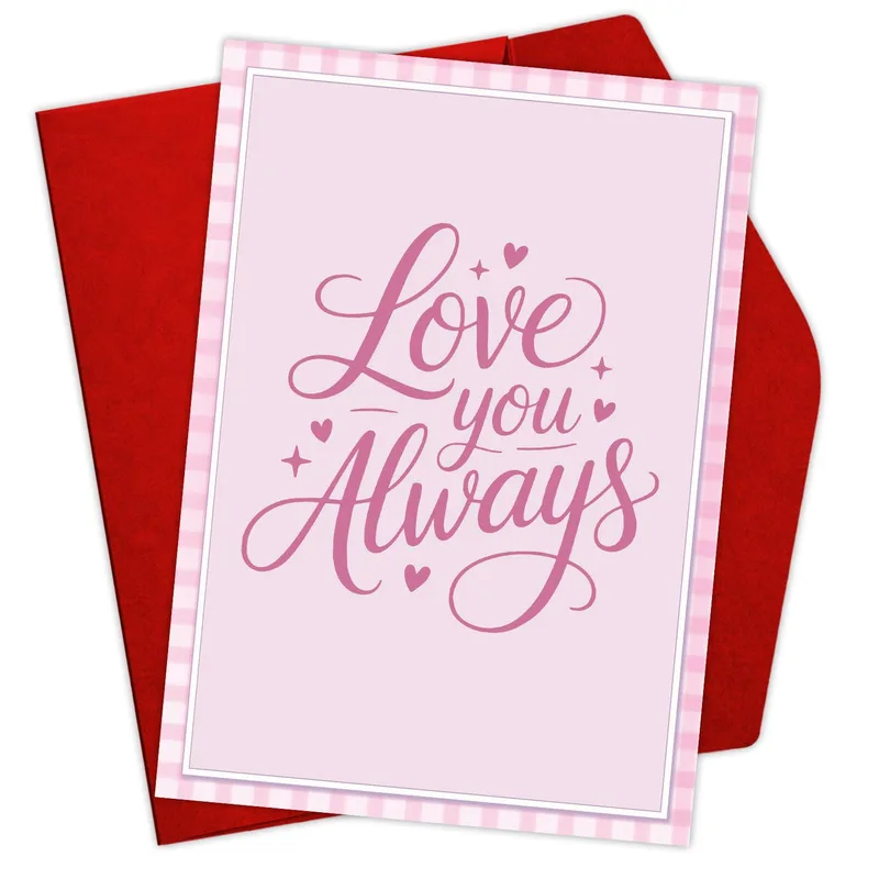 Love You Always Card for Your Partner, Pink Script