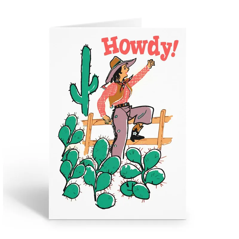 Western Cowgirl Card: A Retro Howdy for Friends