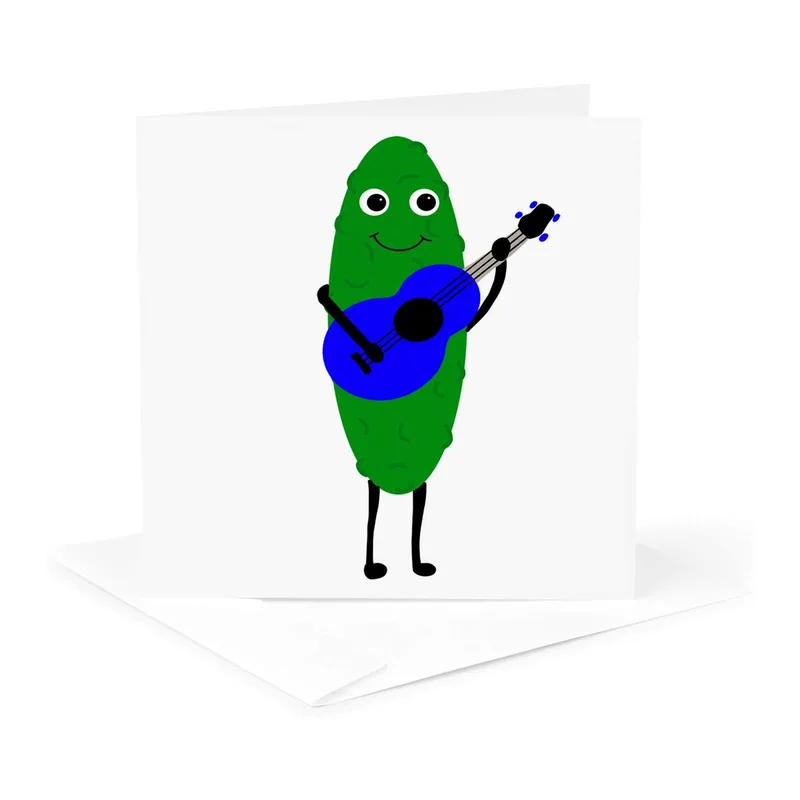 Guitar Playing Pickle Card for a Thank You