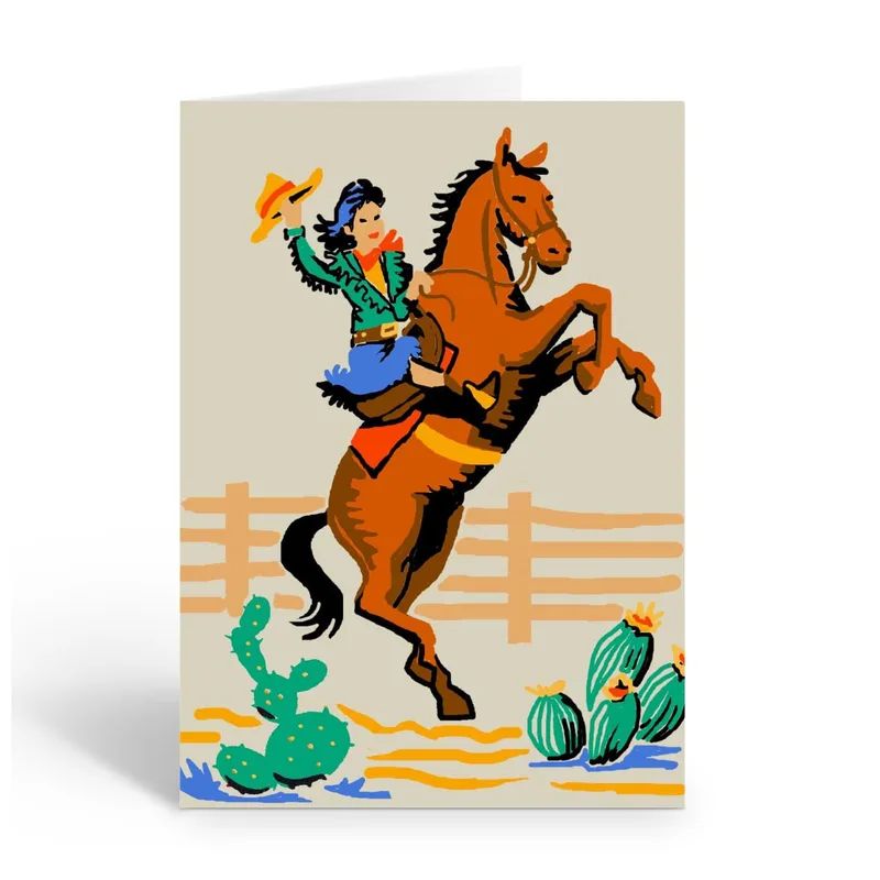 Cowgirl on Horse Card for a Western-Loving Friend