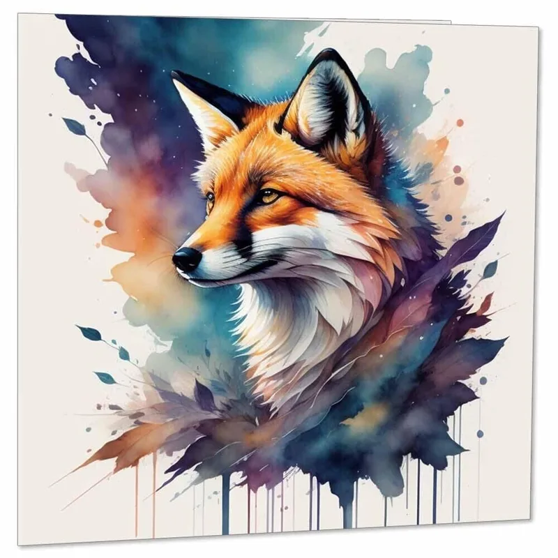 Watercolor Fox Card: Painted Wild Calm for Any Thank You