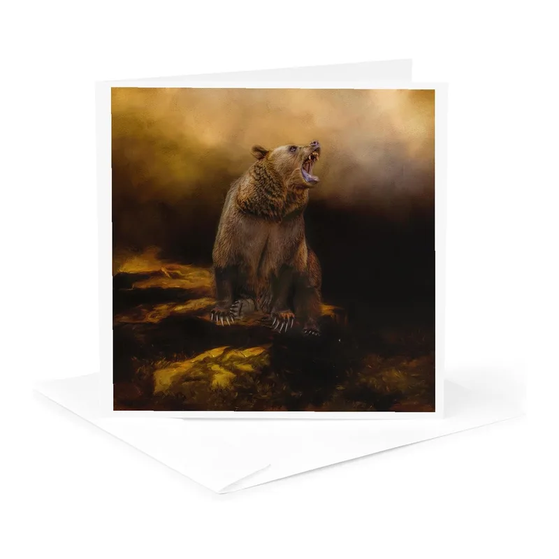 Grizzly Bear Card: A Roaring Painted Bear for Bold Moods