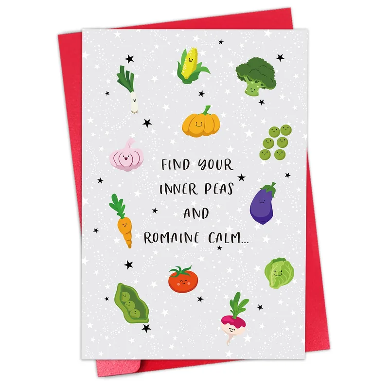 Inner Peas Card: Find Your Calm With Smiling Veggies