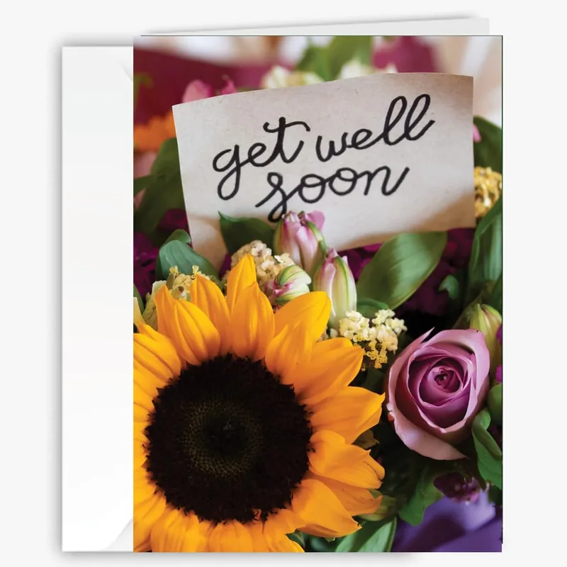 Sunflower Bouquet Card: A Get Well Soon Wish in Full Bloom