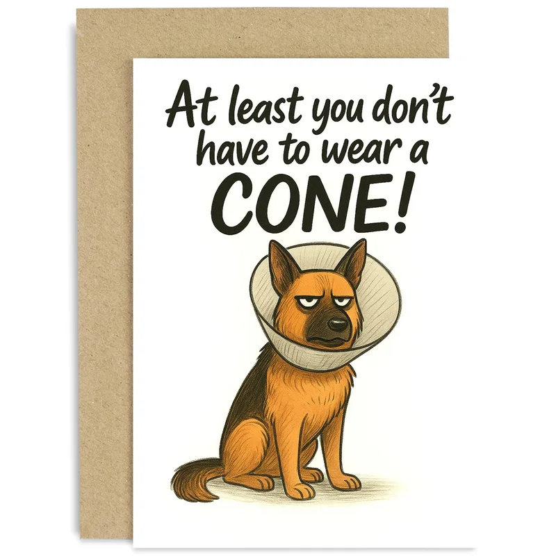 German Shepherd Get Well Card – Greeting Card in black