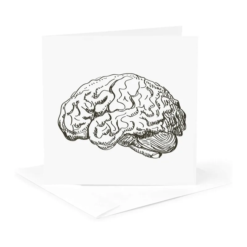 Brain Drawing Card for Thank You Notes With Humor